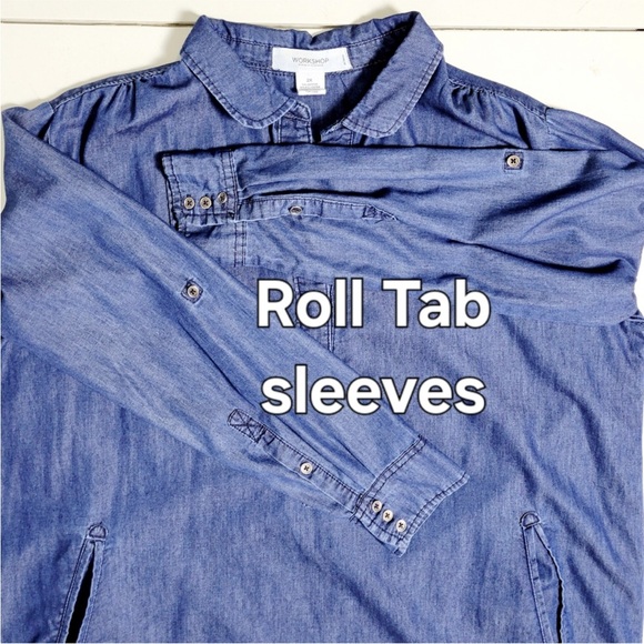 Workshop Republic Clothing 2X Chambray Roll Tab Tunic - Picture 7 of 8